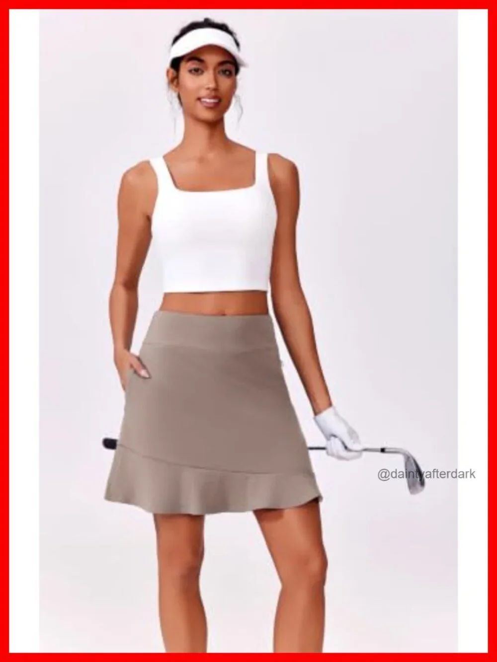 Golf Skort with 6 Pockets UPF 50+ 4-Way Stretch High Rise Ruffle Hem